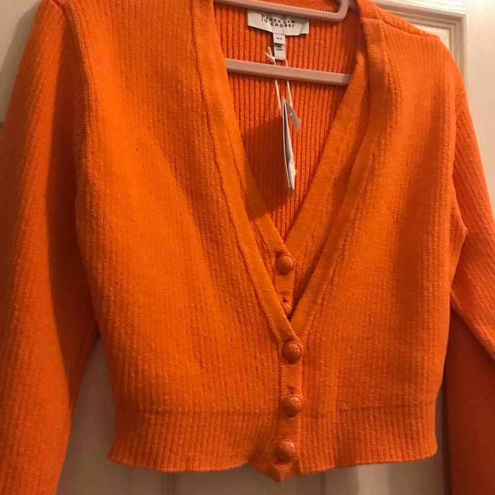 NWT 10 Crosby Derek Lam Orange Layered Cardigan Sweater Top - Picture 7 of 8
